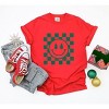 Simply Sage Market Women's Checkered Christmas Smiley Short Sleeve Garment Dyed Tee - 3 of 4