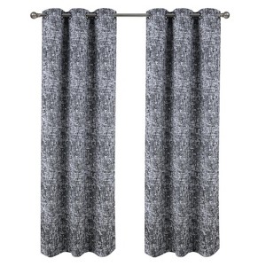 RT Designer Collection Cambridge Jacquard 2 Pack Luxurious Modern Design Curtain Panel 36" x 84" Charcoal - 1 of 4
