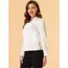 INSPIRE CHIC Women's Tie Neck Satin Long Sleeve Solid Color Blouse - 3 of 4