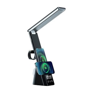 LumiCharge Mini LED Desk Lamp Built-in Wireless Phone Charger Smart Desk Lamps for Home Office Clock and Alarm Display Compatible with Apple - 1 of 3