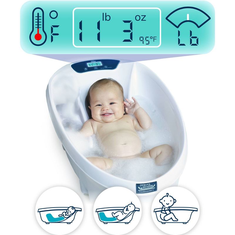 Baby Patent Aqua Scale 3-in-1 Digital Scale Water Thermometer and Infant Tub, 1 of 16