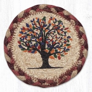 Earth Rugs Tree of Life Round Coaster – Braided Jute, Symbolic Nature Design, 5"x5" - 1 of 3