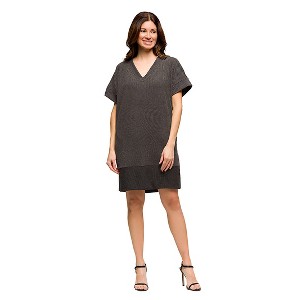 Maternity V-Neck Loose Fit Short Sleeve Pocket T Shirt Dress - 24seven Comfort Apparel™ - 1 of 4