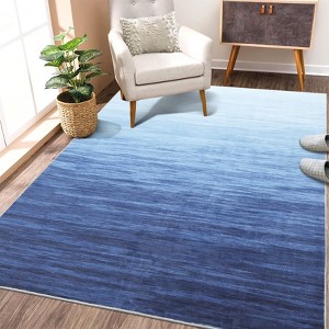 Gradient Color Contemporary Area Rug - Machine Washable Modern Ombre Carpet, Non-Slip Non-Shedding Throw Rug for Living Room Bedroom Laundry - 1 of 4