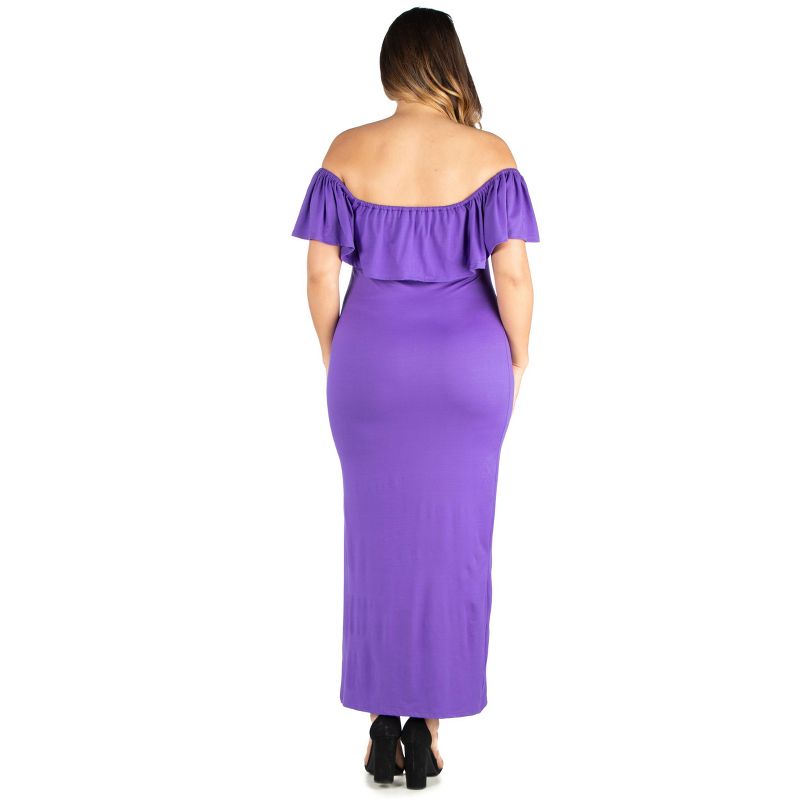 24seven Comfort Apparel Plus Size Off The Shoulder Maxi Dress, 3 of 5