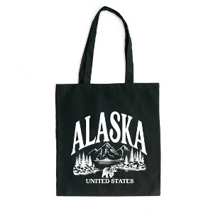 City Creek Prints Alaska Forest Scene Canvas Tote Bag - 15x16 - Black - 1 of 2
