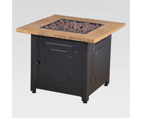 30" Outdoor Patio Gas Fire Pit with Faux Stone Mantel Gray - Endless Summer