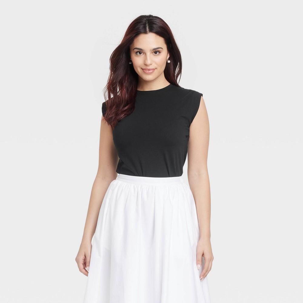 Women's Extended Short Sleeve T-Shirt - A New Day™ Black XL: 100% Cotton, Midweight Jersey, Crew Neck, Pullover