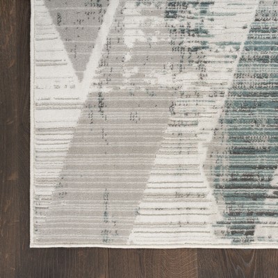 Beige and Grey Abstract Synthetic 5' x 7' Non-slip Rug