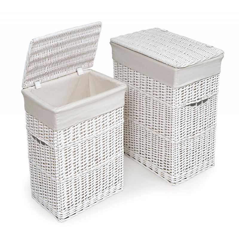 Badger Basket Wicker Two Hamper Set with Liners - White, 1 of 7