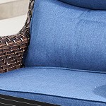 blue cushion/brown wicker