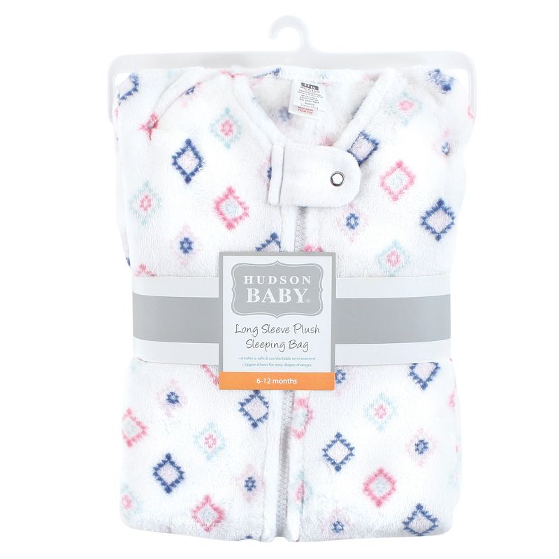 Hudson Baby Infant Girl Plush Sleeping Bag, Sack, Blanket, Long Sleeve Diamond, 2 of 3
