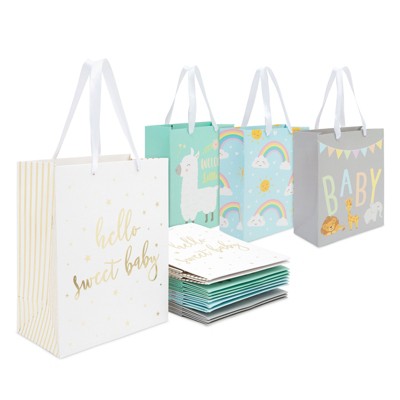 Sparkle and Bash Baby Shower Gift Bags (12 Count), 4 Designs