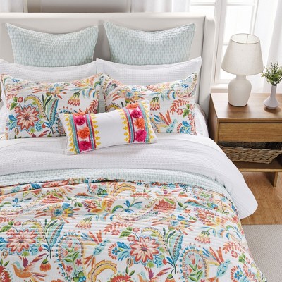 Maravilla Green and White Cotton Euro Sham Set
