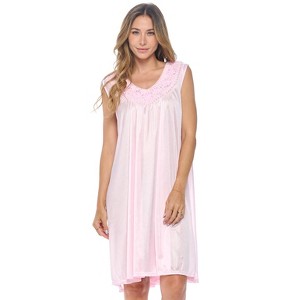 Casual Nights Women's Sleeveless Flower Satin Nightgown - 1 of 4