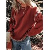 BLUEMING Womens Sweaters Fashion Crewneck Loose Long Sleeve Casual Contrast Cable Knit Pullover Sweater Tops - 4 of 4