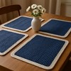HomeRoots 19" Set of Four Navy Blue And Natural Solid With Border Cotton Placemats - 2 of 4