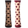 MeMoi 2 Pair Women's Sheer Cotton-Rich Polka Dot Crew Socks - 2 of 4