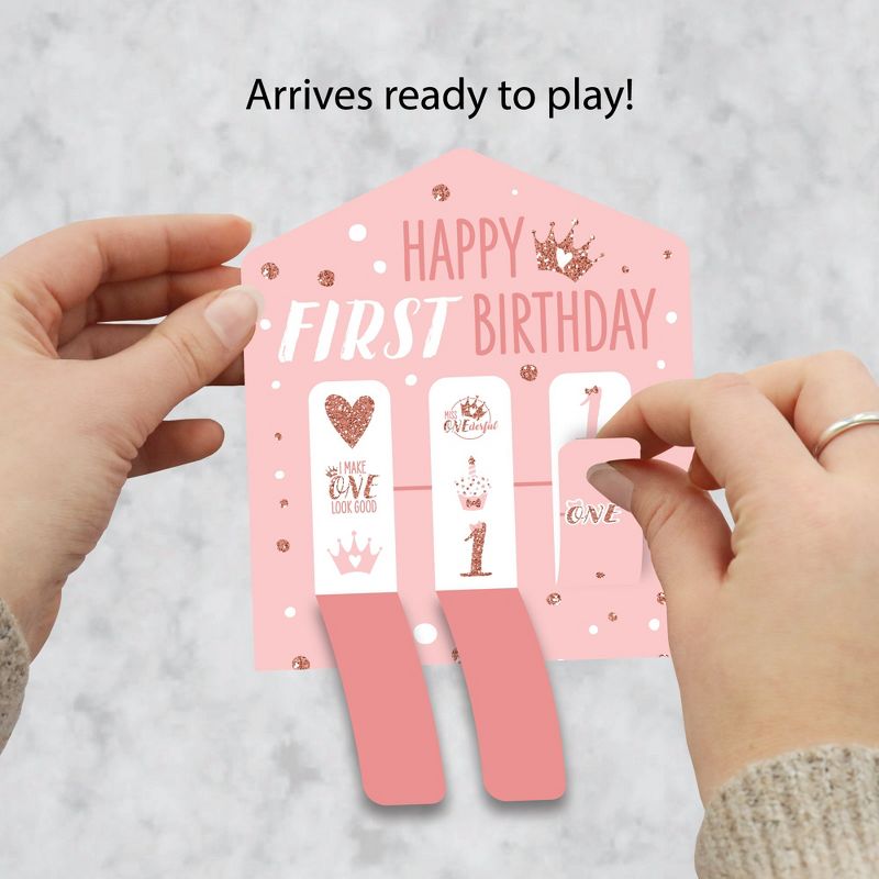 Big Dot of Happiness 1st Birthday Little Miss Onederful - Girl First Birthday Party Game Pickle Cards - Pull Tabs 3-in-a-Row - Set of 12, 2 of 7