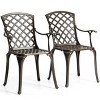 Tangkula 2 PCS Cast Aluminum Dining Chair Arm Seat Outdoor Patio Bistro Chair Solid - 3 of 4