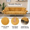 Dovelina Corduroy Foldable Double Sofa Bed with Folding Armrests for Living Rooms -Yellow - 3 of 4