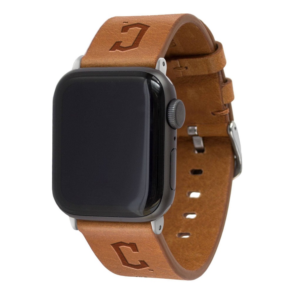 Photos - Watch Strap MLB Cleveland Guardians Leather 42/44/45/49mm Apple Band - Tan 