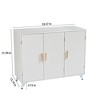 Ideboard With Wavy Texture Buffet Cabinet, White Accent Cabinet With Door, Modern Bookcase for Kitchen Living Room, Entrance Way - 2 of 4