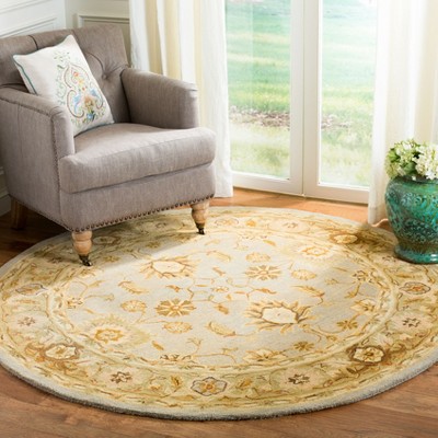 Gray Handmade Tufted Wool Reversible Round Rug, 8' Diameter