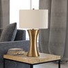 Hudson and Canal 24.25" Tall Table Lamp with Fabric Shade Antique Brass/White: Metal Body, Polyester Drum Shade, UL Listed - 3 of 4