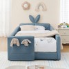 YONWAY Twin Size Upholstered Platform Bed with Safety Guardrail and Cute Rabbit Ear Shaped Headboard, Boucle Fabric Montessori Kids Bed - 2 of 4
