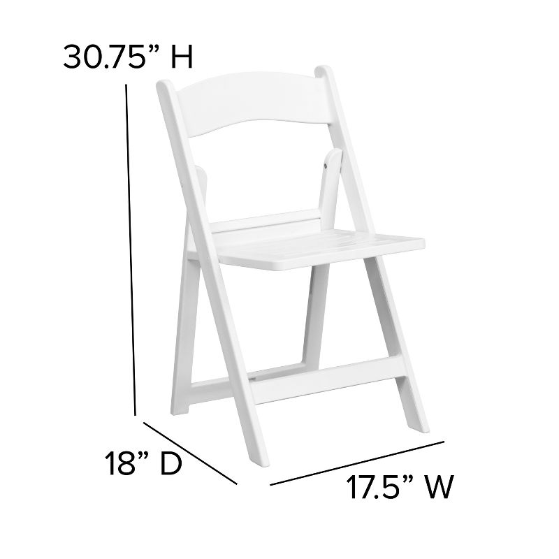 Emma and Oliver 2 Pack White Resin Slatted Party & Rental Folding Chair Indoor Outdoor, 6 of 13