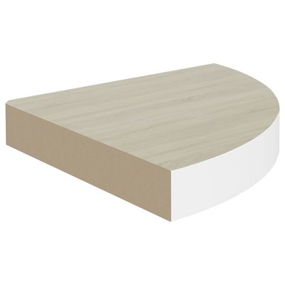 vidaXL Wall Corner Shelf Oak and White 9.8"x9.8"x1.4" MDF