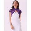 INSPIRE CHIC Women's Lace Stand Collar Pearl Button Short Sleeve Cropped Shrug - 3 of 4