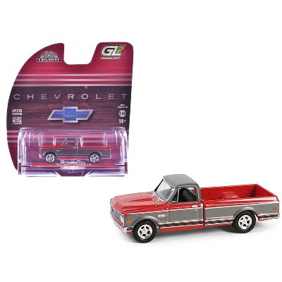 1972 Chevrolet Cheyenne C10 Short Bed Truck Ruby Red and Gunmetal Gray Metallic 1/64 Diecast Model Car by Greenlight