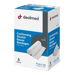 Dealmed 6" Conforming Stretch Gauze Bandages, Non-Sterile, Non-Adherent Wrap Dressing, 6 Count (Case of 8) - 1 of 4