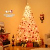 Costway 7 FT Artificial Christmas Tree with 350 Warm White LED Lights, 8 Lighting Modes & Folding Metal Stand White & Pink - 2 of 4