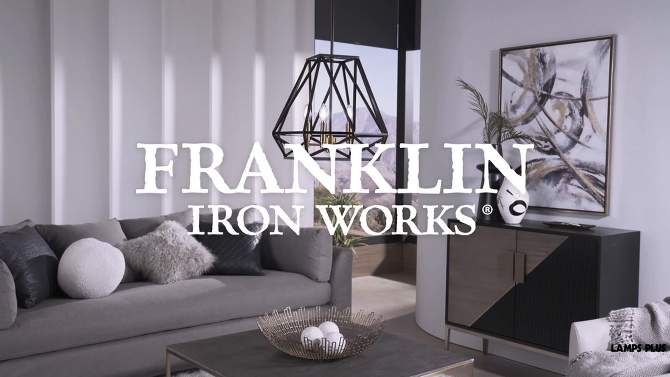 Franklin Iron Works Hawking Bronze Pendant Chandelier 20" Wide Modern Geometric Cage 5-Light Fixture for Dining Room House Kitchen Island Bedroom Home, 2 of 11, play video