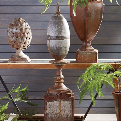 Rustic Weathered Metal Finial with Antique Finish
