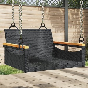vidaXL Swing Bench Beige 42.9"x24.4"x15.7" Poly Rattan - 1 of 4