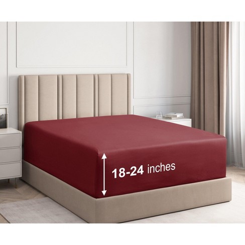 Cgk Unlimited Extra Deep Pocket Sheets 21 Inch Fitted Sheets In Burgundy Size Queen Target