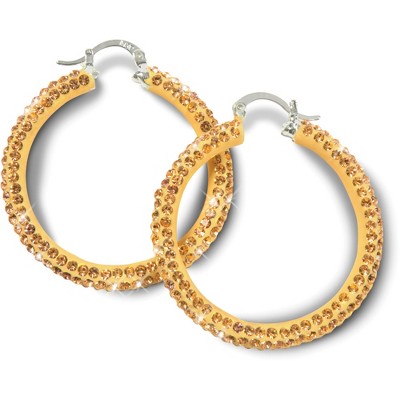 Pavilion Gift Company - Gold Crystal  - Crystal Hoop Earrings - Earrings