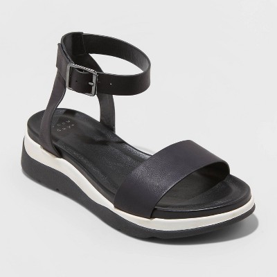target black strap sandals