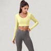 Anna-Kaci Active Women's Long Sleeve V-Neck Cropped Active Top with Thumbhole Cuffs and Stretch Fit for Workouts - 3 of 4
