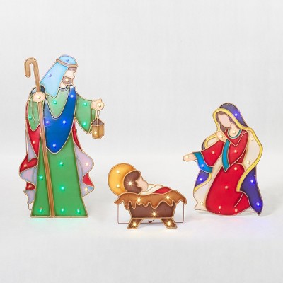 Everstar SET OF 3 LED NATIVITY SET SCULPTURE, Green
