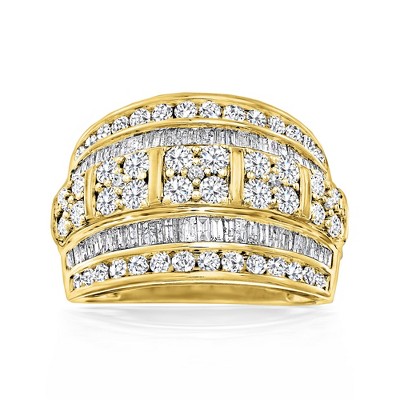 Ross-Simons 2.00 ct. t.w. Round and Baguette Diamond Multi-Row Ring in 18kt Gold Over Sterling