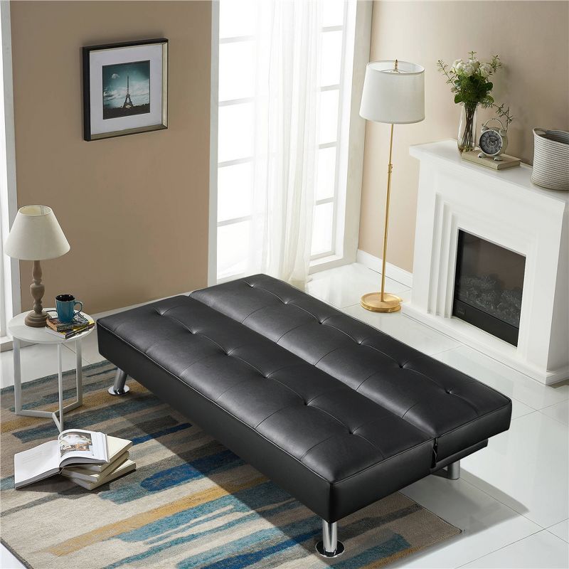 Yaheetech Faux Leather Adjustable Convertible Sofa Bed Couch Futon for Living Room, 4 of 11