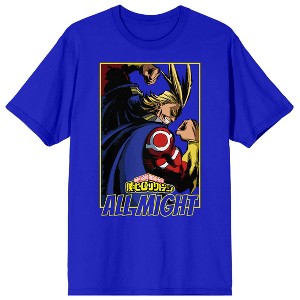 My Hero Academia All Might Pose Crew Neck Short Sleeve Men's Royal Blue T-shirt - 1 of 2