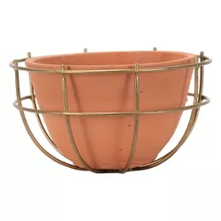 Terracotta Decorative Bowl with Metal Wire Frame - Foreside Home & Garden