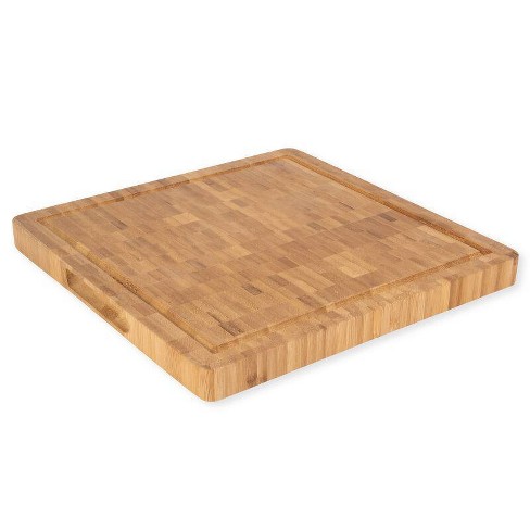 Farberware Thick End Grain Acacia Cutting Board with Juice Groove and Finger Grips, 12x12 inch, Bamboo