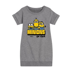 Girls' - Despicable Me Minions - Minions On Tour Graphic Short Sleeve Fleece Dress - 1 of 4
